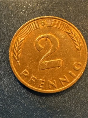 Una moneda de 2 peniques República Federal de Alemania 1987 Casa de la Moneda Central de Baviera Munich Foto 1 de 4