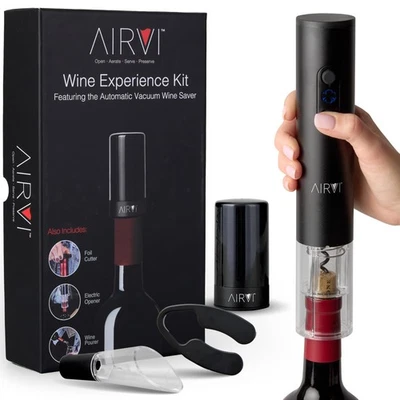 Kit Abridor de Vino Eléctrico (Juego de 4 Piezas) - Incluye Bomba de Aspiradora Selladora Automática... Foto 1 de 4