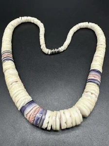 VINTAGE Large Puka / Heshi Choker Necklace Barrel Clasp  18” - Picture 1 of 9