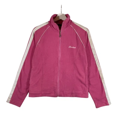 VTG Y2K Reebok Fleece Jacket Womens Size 12 Pink Full Zip Track Top Athletic - Image 1 of 4