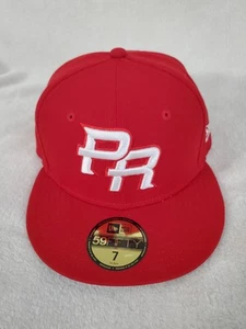 NEW ERA 59 FIFTY PUERTO RICO RE-DUB WORLD BASEBALL FITTED HAT MENS SZ 7 RED NEW - Picture 1 of 8
