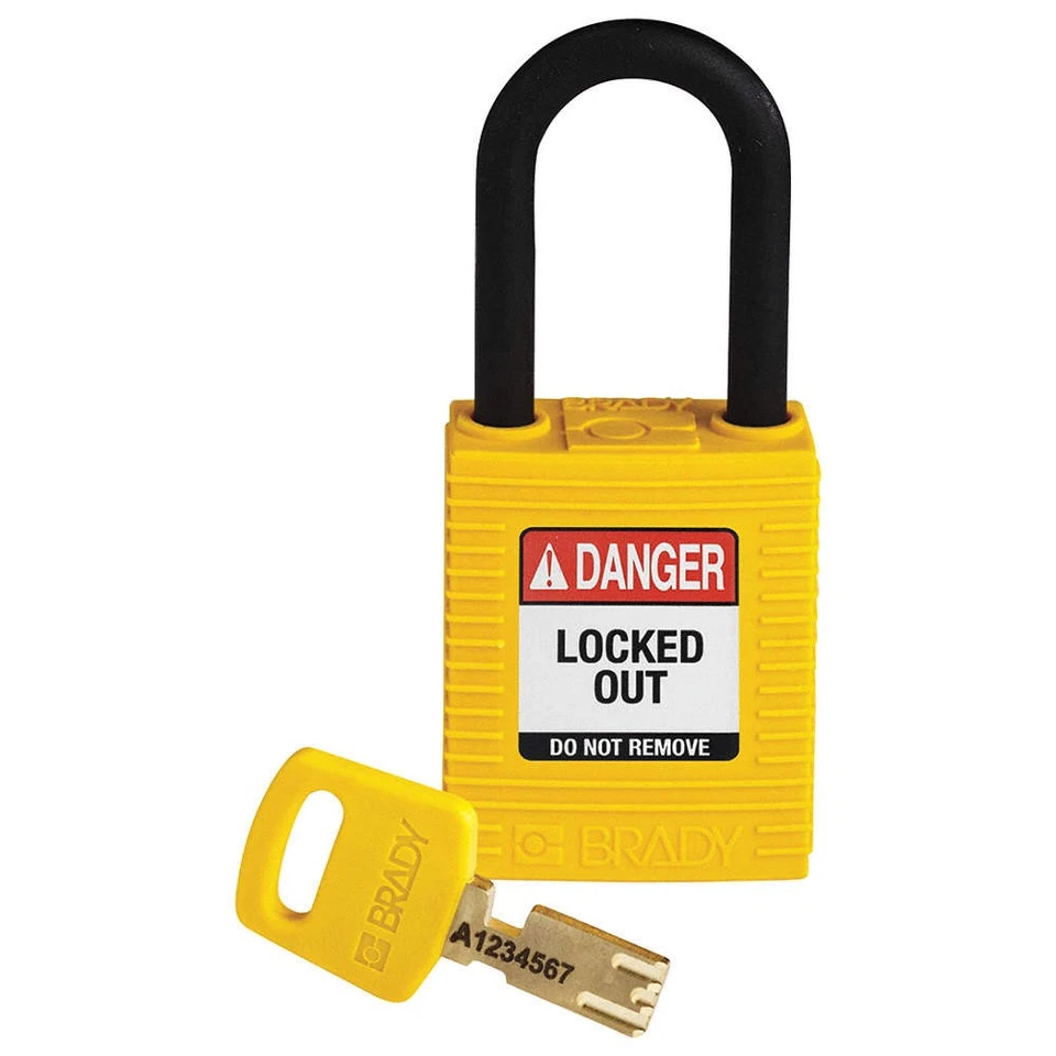 BRADY NYL-YLW-38PL-KD Lockout Padlock,Yellow,1-13/16" H Body 55JY96 - Image 1 of 1