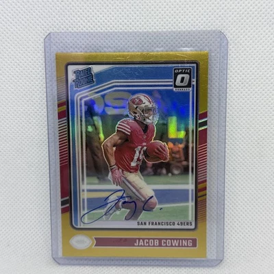 2024 Panini Donruss Optic Jacob Cowing Rookie True Gold Auto 5/10 49ERS - Image 1 of 2