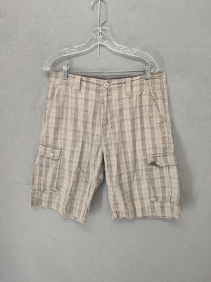 Pantalones Cortos PD&C Para Hombre 34 Beige Gris Cuadros Bolsillos Carga 100% Algodón Informal Verano Foto 1 de 4