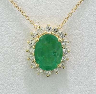 Smaragd Brillant Collier 1,30 ct 18kt/750 Gelbgold Wert 2.600 Euro Neu - Bild 1 von 4