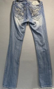 MISS ME Signature Straight Jeans bestickte Taschen Nieten Logo Größe 27 - Bild 1 von 12