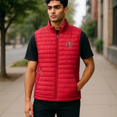 Tampa Bay Buccaneers NFL Red Quilted Vest Zip Front Large Lightweight - Image 1 of 4