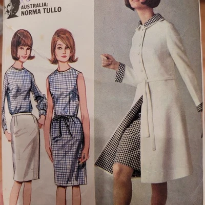 Butterick Sewing Pattern 3850 950s 1960s USED COMPLETE Sz 12 Bust 32 Mod - Image 1 of 4