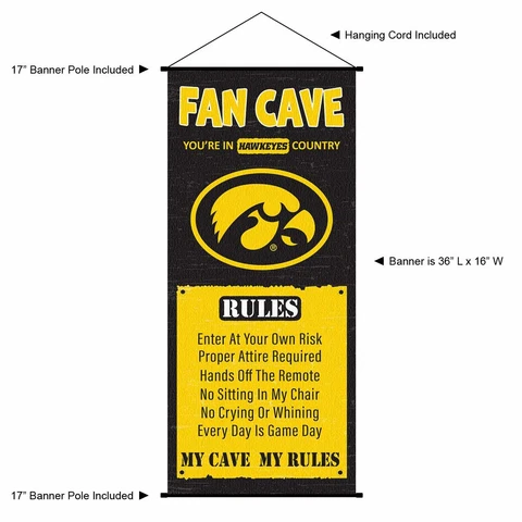 University of Iowa Hawkeyes Man Cave Fan Room Banner Poster Art Canvas Cover