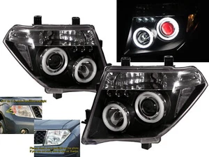 FRONTIRE NAVARA D40 MK2 05-10 LED Cotton Angel-Eye Headlight BK for NISSAN RHD - Picture 1 of 8