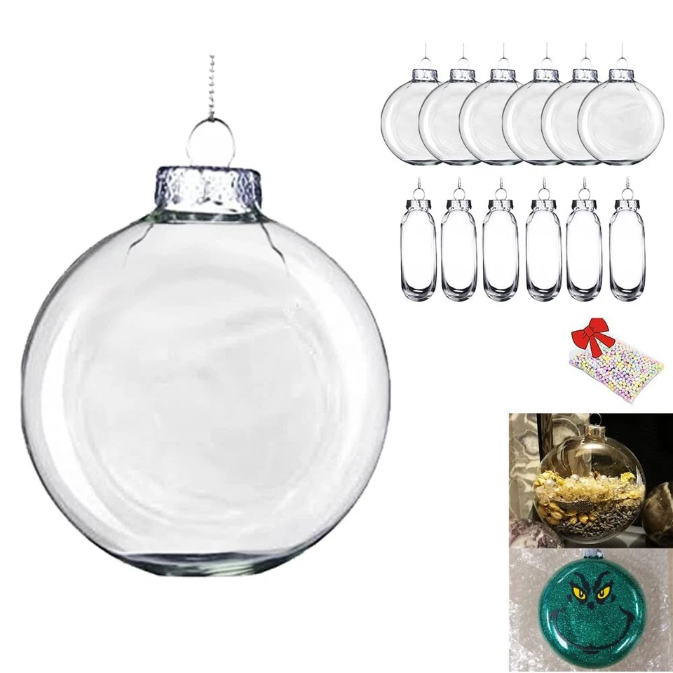 YUOTO 12PCS 80mm3.14Inch Oval Clear Glass Flat Disk Ball Ornaments for Crafts...