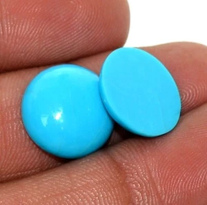 Par de gemas sueltas redondas turquesa turquesa de la Bella Durmiente natural de 15 mm 13,26 CTS - Imagen 1 de 8