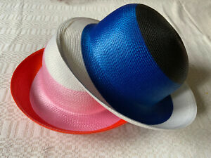2 summer straw white pink blue Derby party hats M (22")