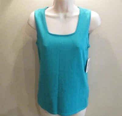 Kasper XS Women's Tank Top Island Shirt Teal Turquoise Knit Career NWT MSRP $49 - Изображение 1 из 4