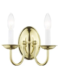 Livex Lighting-4152-02-Home Basics - Two Light Wall Sconce Polished Brass - Picture 1 of 5