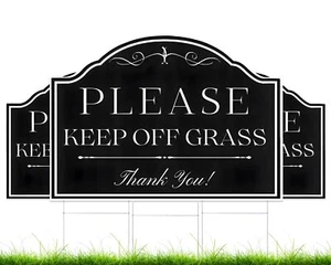 3 Pack 12x8 Inches Please Keep Off Grass Thank You Sign with Stakes - Double ... - Picture 1 of 5