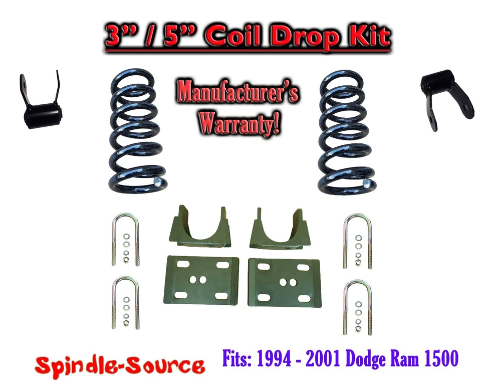 Kit de bobinas de reducción de caída de 3"/5" para Dodge Ram 1500 V8 1994-2001 cabina EXT 2x2 Foto 1 de 1