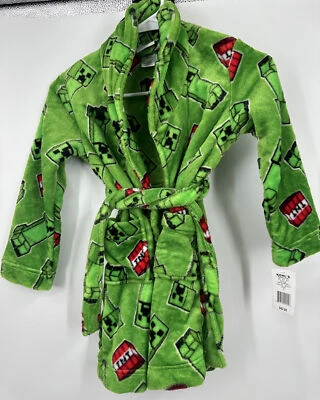 Minecraft Fleece Plush Robe Kids Size 6 Green Kohls $42 - Image 1 of 4