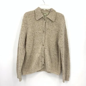 Eddie Bauer Natural Wool Nylon Cardigan Sweater Cream Long Sleeve Womens Small - Picture 1 of 3