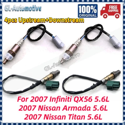 Sensor de oxígeno aguas arriba + aguas abajo 4 piezas para Nissan Titan Armada QX56 V8 2007 5,6 L Foto 1 de 3