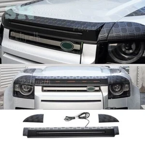 Black Front Hood Bonnet Kit Cover W/LED Lights For Land Rover Defender 2020-2025 - Picture 1 of 12