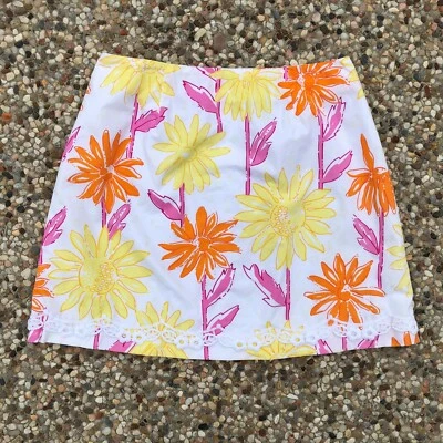 Falda para mujer Lilly Pulitzer talla 6 vintage floral línea A con ribete de encaje de vieira Foto 1 de 4