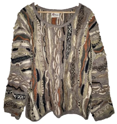 Vintage Coogi Classic Knit Sweater Linen Small Earth Tones Brown Orange Black - Image 1 of 4