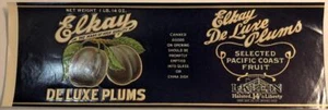 Vintage Unused Can Label Elkay Deluxe Plums Embossed L. Klein Chicago, Illinois - Picture 1 of 2