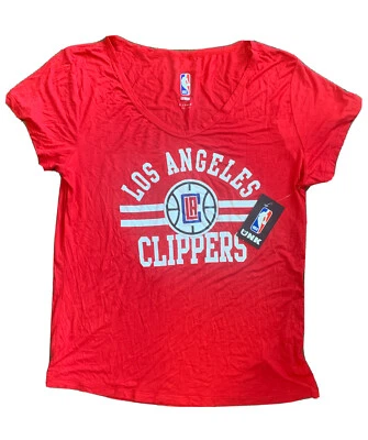 Camisa Los Angeles Clippers para mujer XL estampado gráfico cuello en V roja UNK NBA Foto 1 de 3