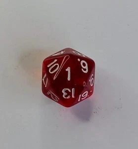 Vintage 1990s The Armory d20 RPG Die Translucent Red/White Taiwan Mould - Picture 1 of 2