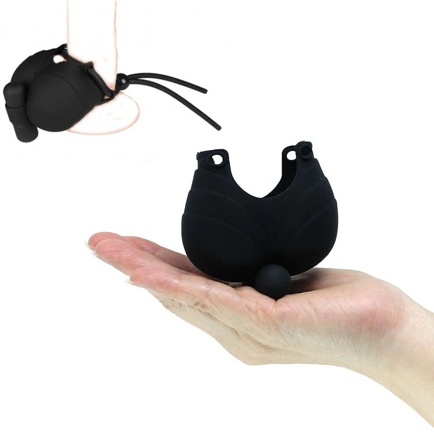 Vibrating Ball Testicle Scrotum Pouch Cinch Penis Cock Ring Sex Toys for Men - Image 1 of 4