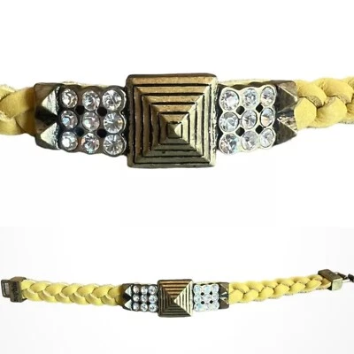 Lia Sophia Accomplice Gold Plated Crystals Leather Bracelet Yellow - Image 1 of 4