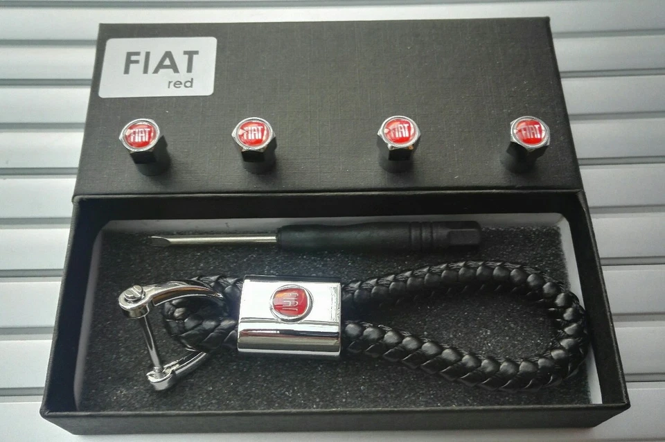 Fiat Luxury leather keyring keychain fob Gift box