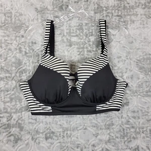 Torrid Bikini Oberteil Damen Größe 1 Schwarz Weiß Gestreift Multi Way Push Up Plus - Bild 1 von 6