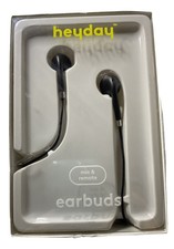 Heyday Earbuds Wired Mic & Remote Black Braided 3.5 mm Aux Plug - New