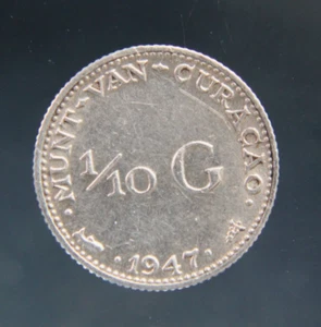 Netherlands Antilles(Curacao) 1/10 Gulden Silver coin 1947 - Picture 1 of 2