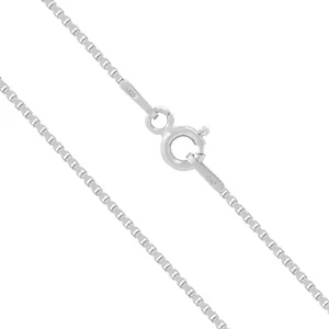 Sterling Silber Italienische Box 012 Kette Halskette 0,7 mm Breite 18" Brandneu - Bild 1 von 3
