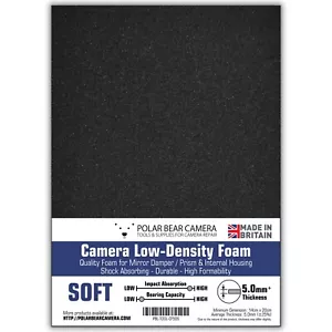 Amortiguador de espejo de espuma de cámara prisma de parachoques 5 mm SLR SUAVE reparación 20 cmx14 cm HECHO EN EL REINO UNIDO - Imagen 1 de 4