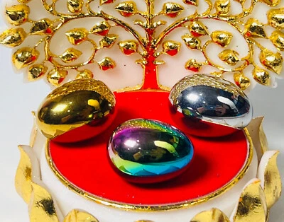 3 Huevos Leklai Oro Plata Arco Iris Piedra Mágica Amuleto Buffalo Mountain Laos Heal Foto 1 de 4