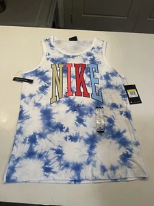 🔥NEW Nike Tie Dye Men's Size Small "Just Do It" Tank Top White Blue CK0154-100 - Picture 1 of 8
