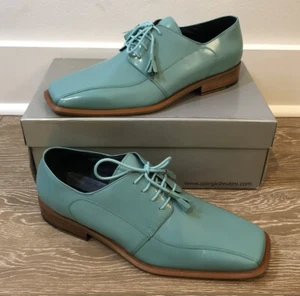 Abito Oxford Uomo Giorgio Brutini Turchese Blu Punta Quadrata Taglia 10 M Nuovo - Foto 1 di 9