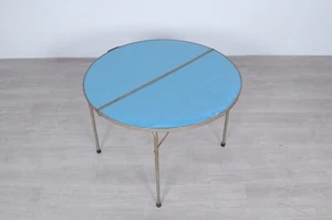 Mesa Redonda Plegable Diseño Años 50 Mesa De Picnic Maletín Azul - Imagen 1 de 12