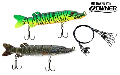 Hecht Wobbler Hardbait Kunstköder | 2er Set | 15cm 26g Firetiger + Imitat |Owner - Bild 1 von 4