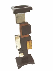 (30561) Kerzenleuchter Kerzenständer Holz gealtert Figuren geometrisch groß - Bild 1 von 1