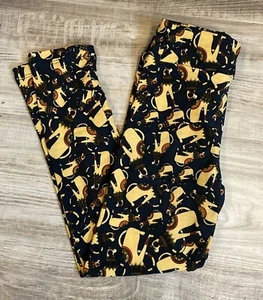 S/M Lularoe Kids Leggings Animal Print Gold Cat on Black NWT - Picture 1 of 3
