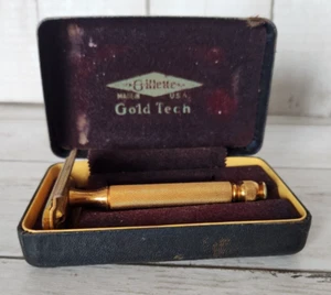 Vintage Gillette "Gold Tech" Razor Case READ - Picture 1 of 12