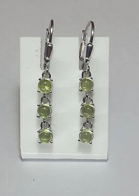 Nobile 2,15 Carati Brillante Peridoto Gancio 925 Argento Borchie Cabochon Taglio - Immagine 1 di 4
