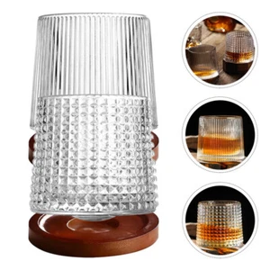 2 Sets Rotating Wine Glass Whiskey Clear Cocktail Cups Travel - Picture 1 of 12