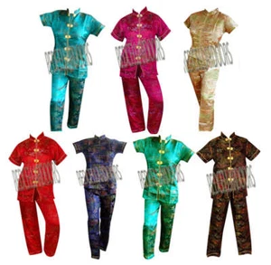 New Womens 2 PC Set Chinese Damask Pagoda Toile Pajamas Sz L Large PJs Gift - Picture 1 of 9