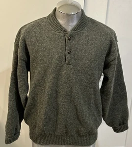 Vintage Cabelas Sweater Mens Medium Green Wool Windstopper Lined Elbow Patch - Picture 1 of 11